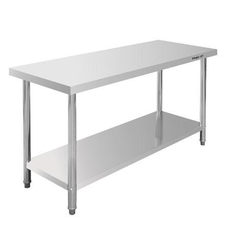 Stół ze stali nierdzewnej centralny z półką Mega-M STANDARD S-150 cm G-70 cm H-85 cm N