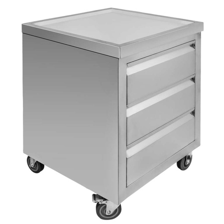 Szafka mobilna z trzema szufladami Mega-M 60x60x85 cm stal nierdzewna