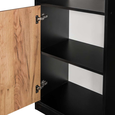 Regał biurowy na segregatory Mega-M H-200 cm L- 60 cm G-35 cm dąb kraft/czarny