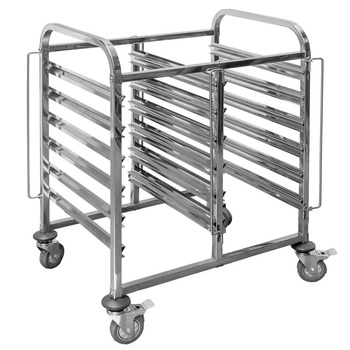 Wózek transportowy ze stali nierdzewnej podwójny na pojemniki GN 12- półek Mega-M S-74 cm G-55 cm H-100 cm N