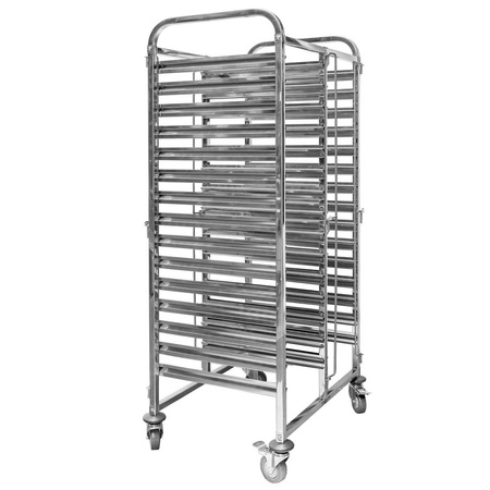 Wózek transportowy ze stali nierdzewnej  podwójny na pojemniki GN 30- półek Mega-M S-74 cm G-55 cm H-170 cm N