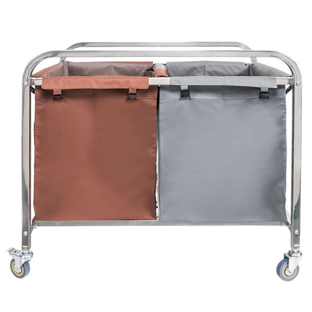 Wózek hotelowy na pranie 2-komory Mega-M 90x65x85 cm szaro-brązowy