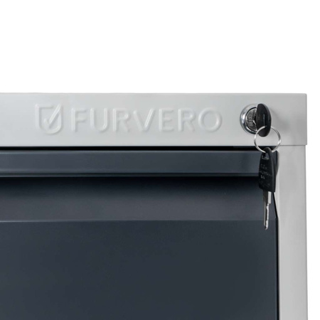 Szafka metalowa na dokumenty FURVERO W4S S/G kartotekowa 4 szuflady S-45 cm szara grafitowy front