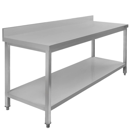 Stół gastronomiczny ze stali nierdzewnej przyścienny z półką Mega-M 180x60x85 cm
