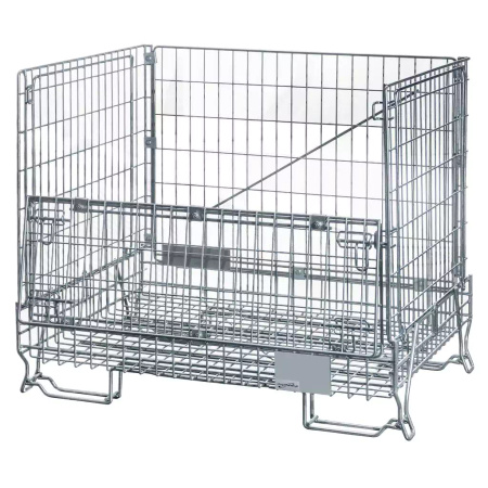 Pojemnik siatkowy Gitterbox S-120 cm G-90 cm H-102 cm oczko 5x12 cm składany z otwieranym bokiem ocynk N