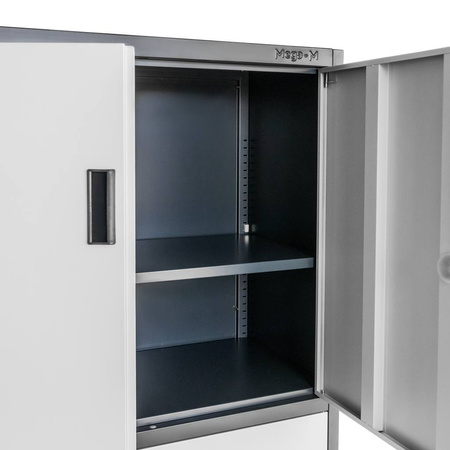 Szafa biurowa metalowa na akta Mega-M WENUS pełne drzwi sejf S- 90 cm G- 40 cm H-185 cm grafitowa szary front