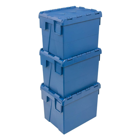Pojemnik kurierski transportowy gniazdowy Mega-M zamykany 40x30x30,6 cm plastikowy niebieski