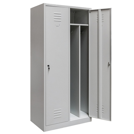 Szafka ubraniowa BHP Mega-M J-80 2 drzwiowa z przegrodami szara S-80 cm G-50 cm H-180 cm skręcana N