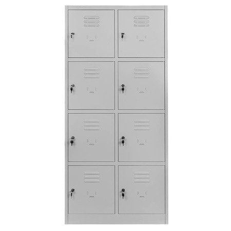 Szafka skrytkowa BHP Mega-M J-80/8 8 drzwiowa szara S-80 cm G-50 cm H-180 cm skręcana N