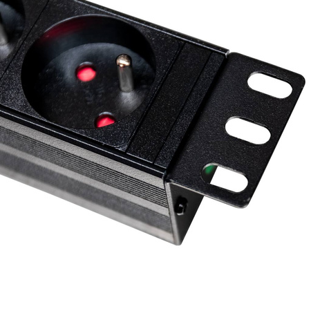 Listwa zasilająca do szafy Rack Mega-M 19" 8 gniazd z wyłącznikiem