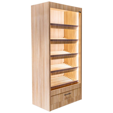 Regał na pieczywo Mega-M moduł otwarty oświetlenie LED  H-205 cm L-100 cm G-58 cm dąb amerykański N