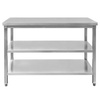 Stół ze stali nierdzewnej centralny z 2-ma półkami Mega-M S-120 cm G-70 cm H-85 cm N