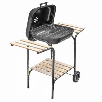 Grill ogrodowy węglowy z pokrywą Mega-M 2 x stolik boczny
