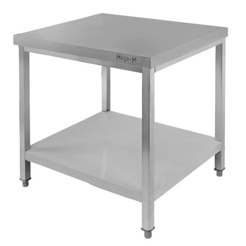 Stół ze stali nierdzewnej centralny z półką Mega-M S-80 cm G-60 cm H-85 cm N