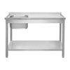 Zlew gastronomiczny spawany z komorą po lewej stronie i półką Mega-M 180x60x85 cm stal nierdzewna
