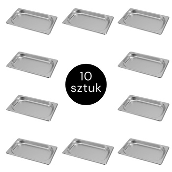 Pojemnik GN 1/4 ze stali nierdzewnej Mega-M 26,5×16,2×2 cm zestaw 10 szt.