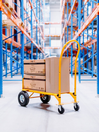 Wózek magazynowy młynarka Mega-M 2w1 transportowy żółty 250 kg karton N