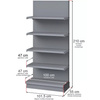 Regał sklepowy Mega-M Merkury przyścienny H-210 cm L-101,5 cm G-47 cm moduł dostawny grafitowy