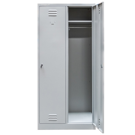 Szafka ubraniowa BHP Mega-M J-80 2 drzwiowa szara S-80 cm G-50 cm H-180 cm skręcana (wysyłka paletowa) N