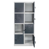 Szafka skrytkowa BHP Mega-M J-80/8 8 drzwiowa szara/ grafitowy front S-80 cm G-50 cm H-180 cm skręcana N