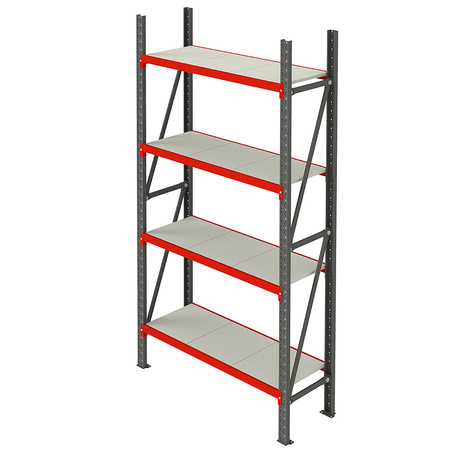 Regał metalowy magazynowy 4-półkowy Mega-M FORTIS H-200 cm L-167 cm G-50 cm moduł bazowy