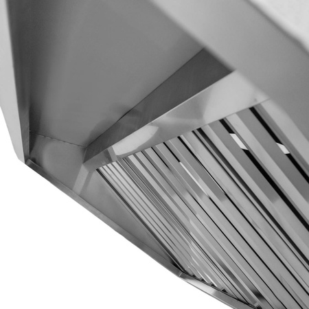 Okap gastronomiczny skośny z łapaczem tłuszczu Mega-M 180x100x50 cm stal nierdzewna