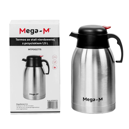 Termos ze stali nierdzewnej z przyciskiem Mega-M 1,5L N