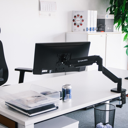 Uchwyt na monitor do biurka FURVERO HK001 17-40" 1 regulowane ramię sprężyna gazowa czarny