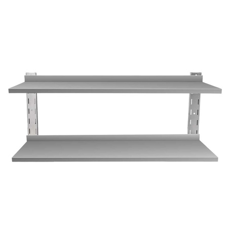 Półka ze stali nierdzewnej wisząca dwupoziomowa Mega-M 150x30 cm