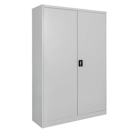 Szafa biurowa metalowa na dokumenty Mega-M pełne drzwi S-120 cm G-40 cm H-185 cm szara