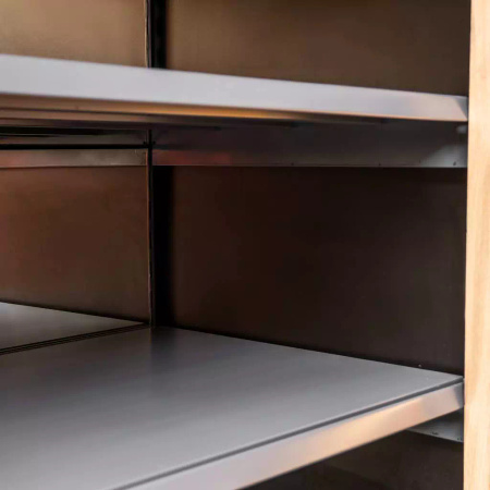 Regał na alkohol z banerem Mega-M H-303 cm L-207 cm G-72 cm czarny