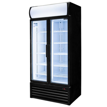 Witryna chłodnicza 2-drzwiowa 568L Mega-M RICO i88 oświetlenie LED podświetlany górny plafon reklamowy