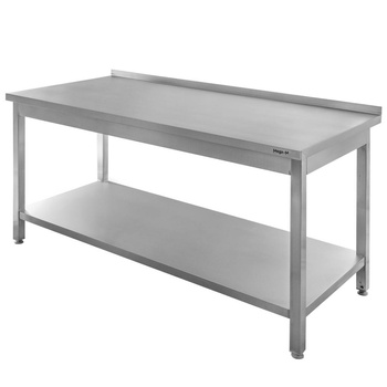 Stół ze stali nierdzewnej przyścienny z półką spawany Mega-M S-140 cm G-60 cm H-85 cm N