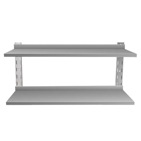 Półka wisząca podwójna ze stali nierdzewnej Mega-M S-120 cm G-30 cm H-60 cm N