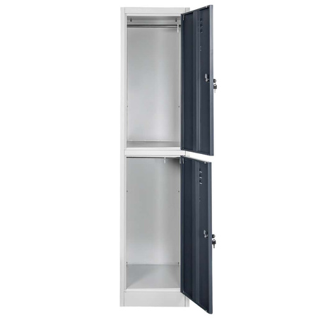 Szafka ubraniowa skrytkowa BHP Mega-M J-40/2 2 drzwiowa szara/ grafitowy front S-40 cm G-50 cm H-180 cm skręcana N