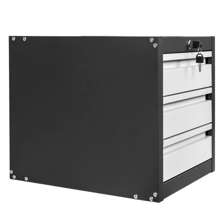 Szafka narzędziowa Mega-M do stołów warsztatowych 3 szuflady S-37 cm x G-48,6 cm x H-50 cm system 01 grafit/front szary N