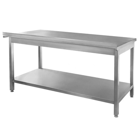 Stół gastronomiczny ze stali nierdzewnej spawany przyścienny z półką Mega-M 150x70x85 cm