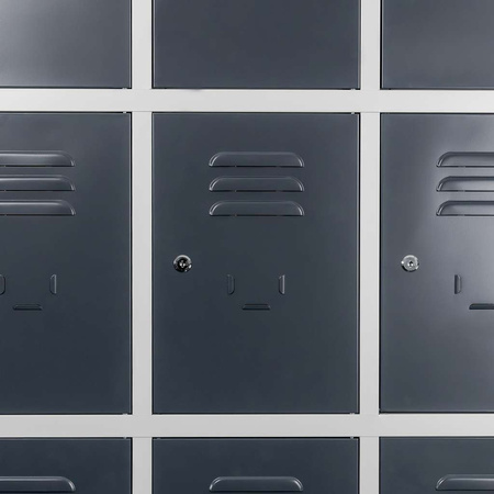 Szafka skrytkowa BHP Mega-M 12 skrytek 90x50x180 cm szara grafitowy front