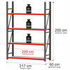 Regał metalowy magazynowy 4-półkowy Mega-M FORTIS H-200 cm L-217 cm G-60 cm moduł bazowy