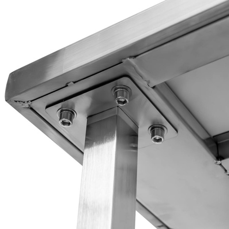 Stół ze stali nierdzewnej centralny z półką i 6 nogami Mega-M S-220 cm G-60 cm H-85 cm N