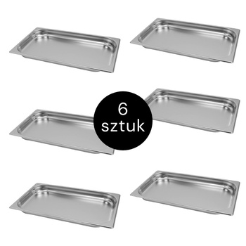 Pojemnik GN 1/1 ze stali nierdzewnej Mega-M 53×32,5×4 cm zestaw 6 szt.
