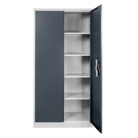 Szafa gospodarcza socjalna Mega-M 2-drzwiowa z półkami S-90 cm szara grafitowy front