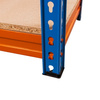 Regał magazynowy Mega-M PRO MAX H-180 cm L-120 cm G-45 cm 4 półki z MDF 15 mm 500 kg niebiesko-pomarańczowy