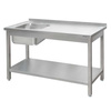 Zlew gastronomiczny spawany z komorą po lewej stronie i półką Mega-M 180x60x85 cm stal nierdzewna