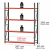 Regał metalowy magazynowy 4-półkowy Mega-M FORTIS H-240 cm L-267 cm G-60 cm moduł bazowy