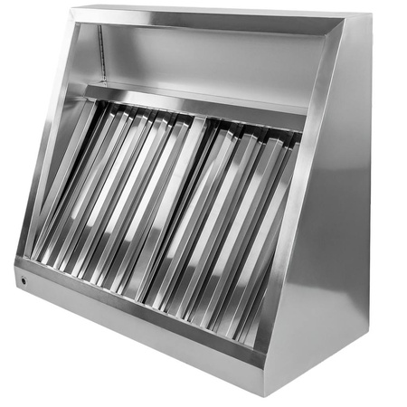 Okap gastronomiczny skośny z łapaczem tłuszczu Mega-M 120x100x50 cm stal nierdzewna