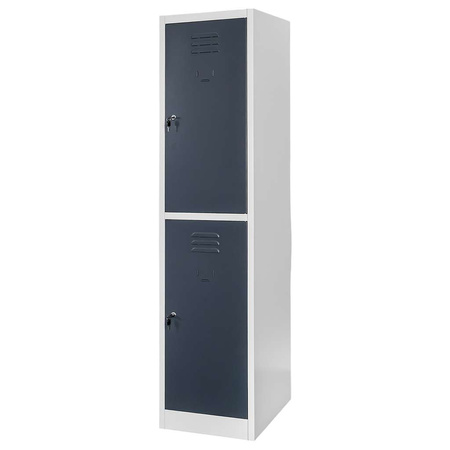 Szafka ubraniowa skrytkowa BHP Mega-M J-40/2 2 drzwiowa szara/ grafitowy front S-40 cm G-50 cm H-180 cm skręcana N