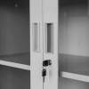 Szafa biurowa metalowa Mega-M WENUS W-13 na akta przeszklona z sejfem szara S- 90 cm G- 40 cm H-185 cm skręcana N