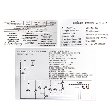 Witryna cukiernicza 450L Mega-M WCU-120/70 1.4 SG.I.AP