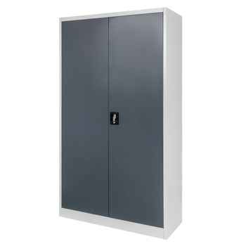 Szafa biurowa metalowa na dokumenty Mega-M pełne drzwi S-100 cm G-40 cm H-185 cm szara grafitowy front